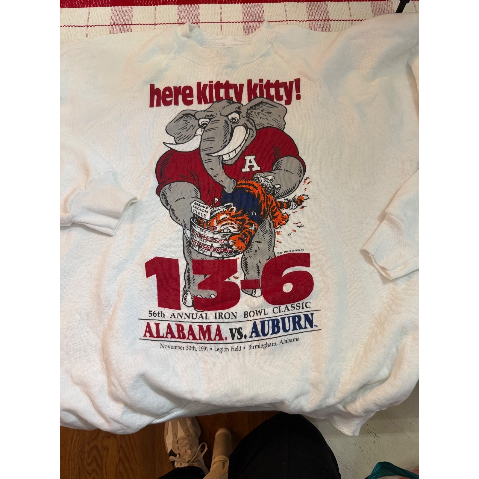 Vtg Frui Of The Loom 1991 Iron Bowl Sweatshirt Xl Crew Neck